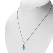 Tiny Turquoise Celtic Trinity Knot Silver Pendant