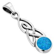 Synthetic Opal Celtic Trinity Silver Pendant, p593