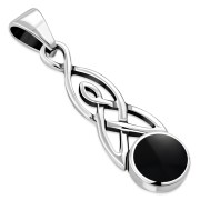 Black Onyx Celtic Trinity Silver Pendant, p593