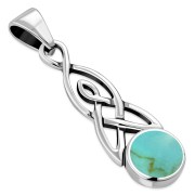 Turquoise Celtic Trinity Silver Pendant, p593
