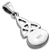 Green Agate Celtic Trinity Sterling Silver Pendant, p594