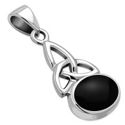Black Onyx Celtic Trinity Silver Pendant, p594