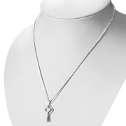 Mother Of Pearl Shell Celtic Infinity Knot Cross Silver Pendant, p600