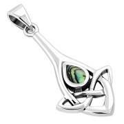 Abalone Drop Celtic Knot Silver Pendant, p601