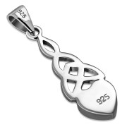 Black Onyx Heart Celtic Trinity Silver Pendant, p602