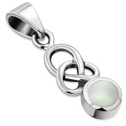 Mother of Pearl Celtic Knot Silver Pendant, p603