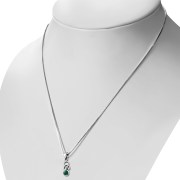 Green Agate Celtic Knot Silver Pendant, p603