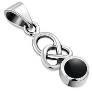Black Onyx Celtic Knot Silver Pendant, p603