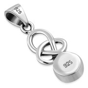 Green Agate Celtic Knot Silver Pendant, p603