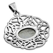 Rainbow Moonstone Oval Celtic Knot Silver Pendant, p631