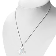 Rainbow Moonstone Triskele Triple Spiral Celtic Silver Pendant, p634