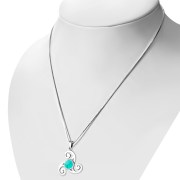 Turquoise Triskele Triple Spiral Celtic Silver Pendant, p634