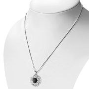 Black Onyx Hexagon Celtic Knot Silver Pendant, p635
