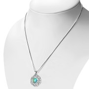 Abalone Shell Hexagon Celtic Knot Silver Pendant, p635