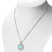 Turquoise Hexagon Celtic Knot Silver Pendant, p529