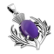 Amethyst Thistle Silver Pendant - p641