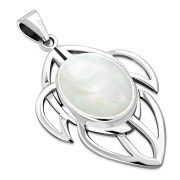 Medium Celtic Knot Mother of Pearl Silver Pendant - p658