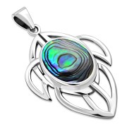 Medium Celtic Knot Abalone Silver Pendant - p658