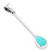 Turquoise Long Drop Pear Shaped Sterling Silver Pendant, p670
