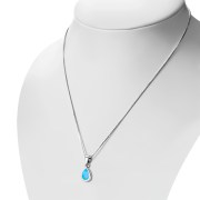 Synthetic Azure Opal Sterling Silver Drop Pendant, p693