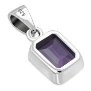 Amethyst Stone Elegant Rectangle Sterling Silver Pendant, p694