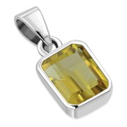 Citrine Stone Elegant Rectangle Sterling Silver Pendant, p694
