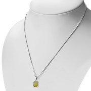 Citrine Stone Elegant Rectangle Sterling Silver Pendant, p694