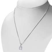 Clear CZ Elegant Rectangle Sterling Silver Pendant, p694
