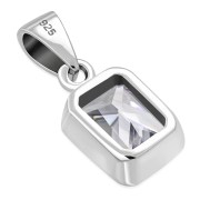 Clear CZ Elegant Rectangle Sterling Silver Pendant, p694