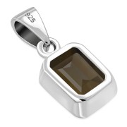 Smoky Quarts Elegant Rectangle Sterling Silver Pendant, p694