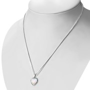 Mother Of Pearl Shell Love Heart Ethnic Silver Pendant, p696