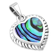 Abalone Heart Ethnic Silver Pendant, p696