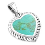 Turquoise Heart Ethnic Silver Pendant, p696