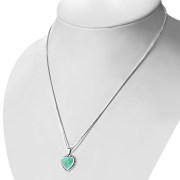 Turquoise Heart Ethnic Silver Pendant, p696