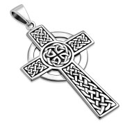 Large Celtic Cross Silver Pendant, pn144
