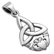 Celtic Knot Trinity and Claddagh Pendant, pn153
