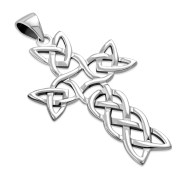 Large Celtic Knot Cross Silver Pendant, pn575