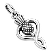 Small Thistle Solid Silver Celtic Pendant, pn606