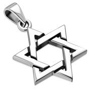 Star of David Grooved Plain Sterling Silver Pendant, pn666