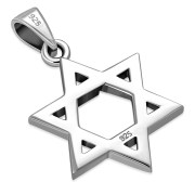 Star of David Grooved Plain Sterling Silver Pendant, pn666