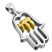 18K Gold plated Hamsa & Hai Pendant, png485