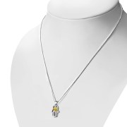 18K Gold plated Hamsa & Hai Pendant, png485