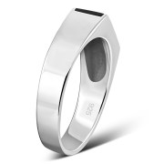 Simple Black Onyx Silver Ring, r007