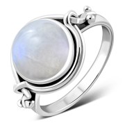Rainbow Moonstone Ethnic Sterling Silver Ring, r023