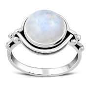 Rainbow Moonstone Ethnic Sterling Silver Ring, r023