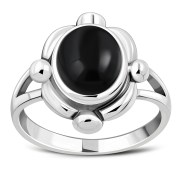 Black Onyx Stone Sterling Silver Ring, r039