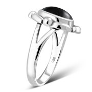 Black Onyx Stone Sterling Silver Ring, r039