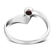 Simple Garnet Bypass Silver Ring, r075