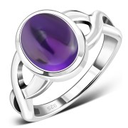 Amethyst Stone Celtic Knot Silver Ring, r103