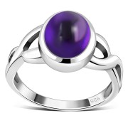 Amethyst Stone Celtic Knot Silver Ring, r103